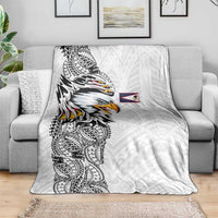 American Samoa Flag Day Blanket Tribal Tattoo with Eagle White