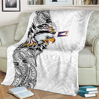 American Samoa Flag Day Blanket Tribal Tattoo with Eagle White