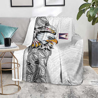 American Samoa Flag Day Blanket Tribal Tattoo with Eagle White