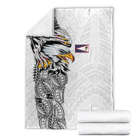 American Samoa Flag Day Blanket Tribal Tattoo with Eagle White