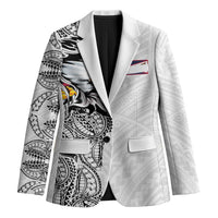 American Samoa Flag Day Blazer Tribal Tattoo with Eagle White LT03 Unisex White - Polynesian Pride