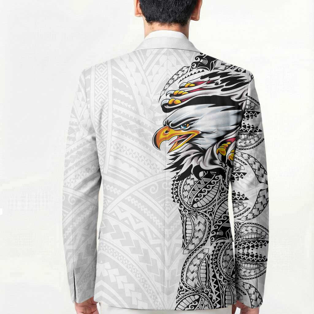 American Samoa Flag Day Blazer Tribal Tattoo with Eagle White LT03 - Polynesian Pride