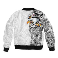 American Samoa Flag Day Bomber Jacket Tribal Tattoo with Eagle White
