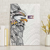 American Samoa Flag Day Canvas Wall Art Tribal Tattoo with Eagle White LT03 Without Frame White - Polynesian Pride
