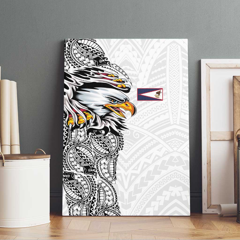 American Samoa Flag Day Canvas Wall Art Tribal Tattoo with Eagle White LT03 - Polynesian Pride