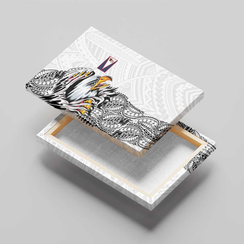 American Samoa Flag Day Canvas Wall Art Tribal Tattoo with Eagle White LT03 - Polynesian Pride
