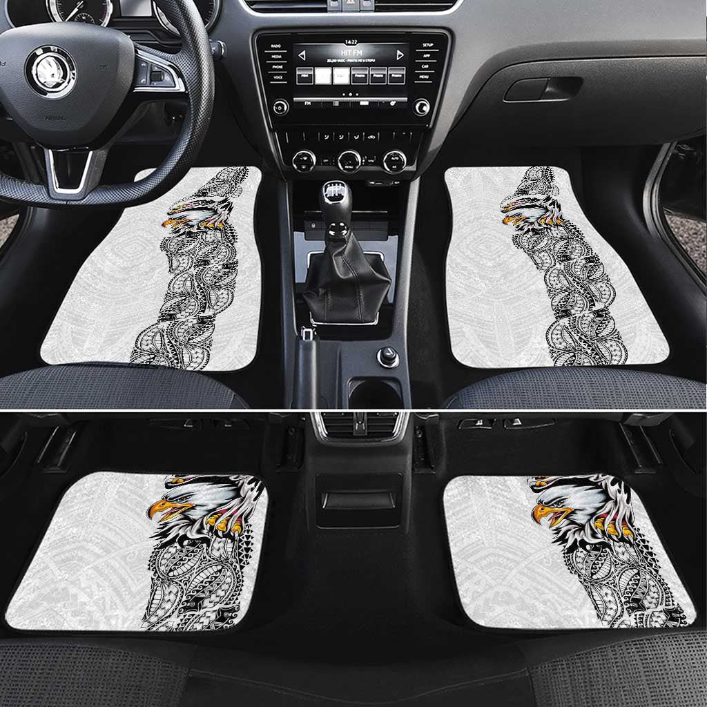 American Samoa Flag Day Car Mats Tribal Tattoo with Eagle White LT03 Set 4pcs White - Polynesian Pride