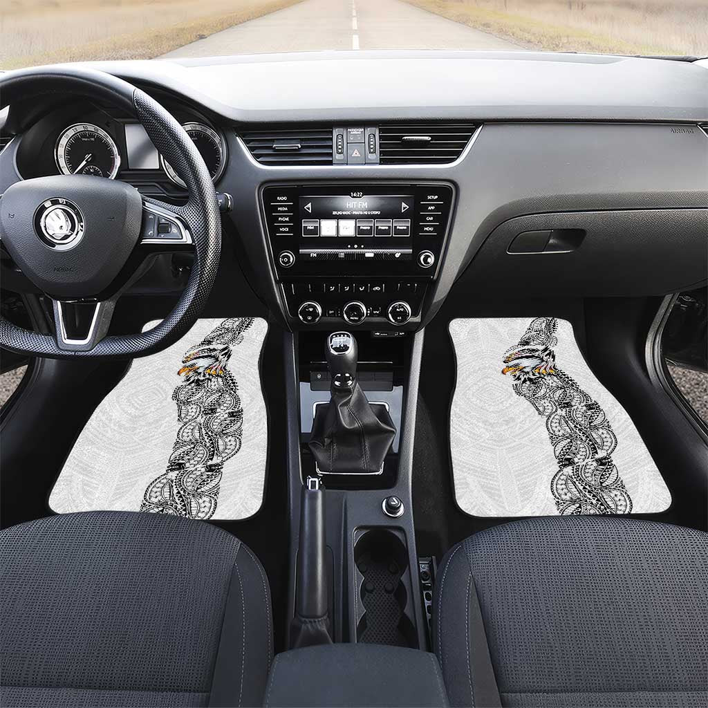 American Samoa Flag Day Car Mats Tribal Tattoo with Eagle White LT03 Set 2pcs - Front White - Polynesian Pride