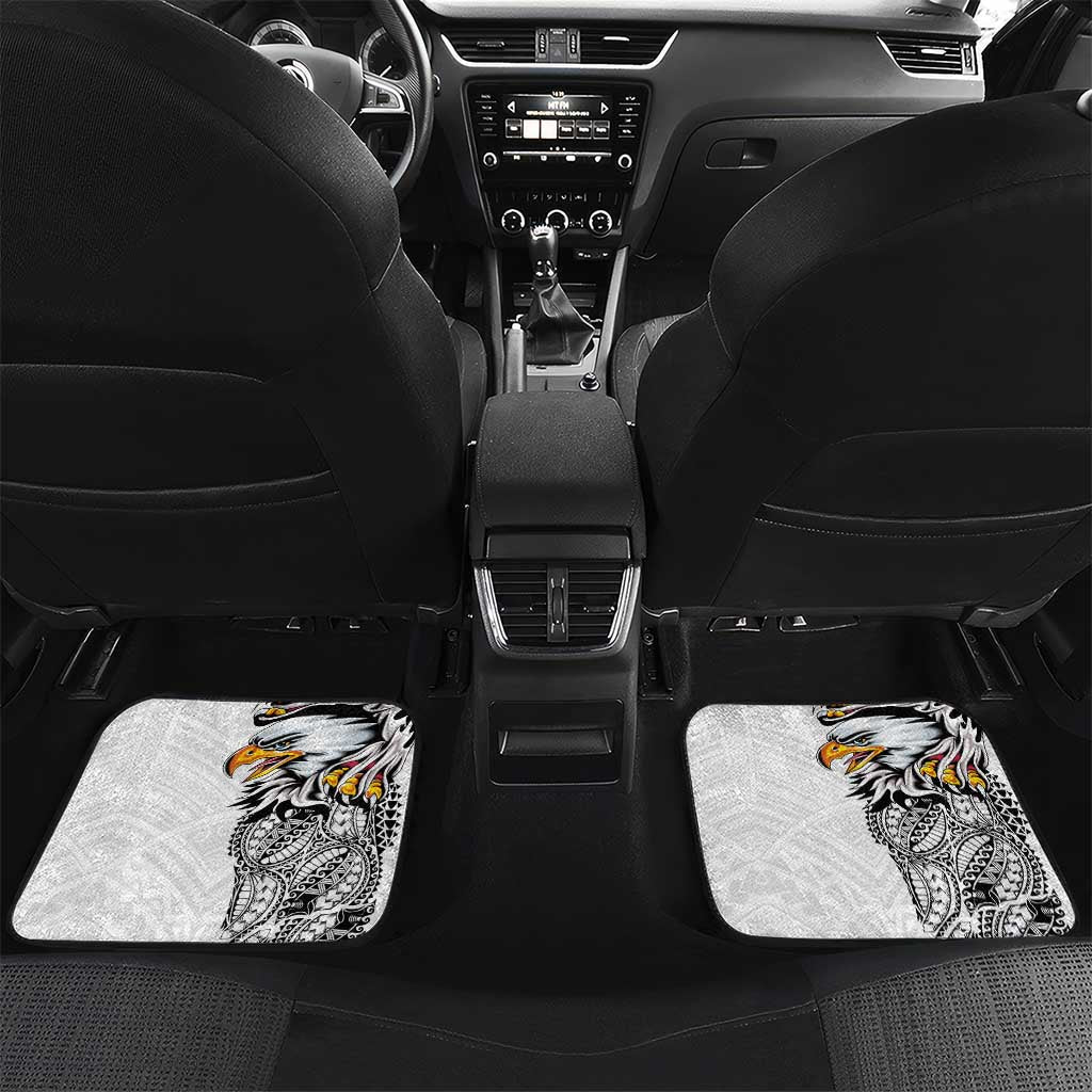 American Samoa Flag Day Car Mats Tribal Tattoo with Eagle White LT03 Set 2pcs - Back White - Polynesian Pride