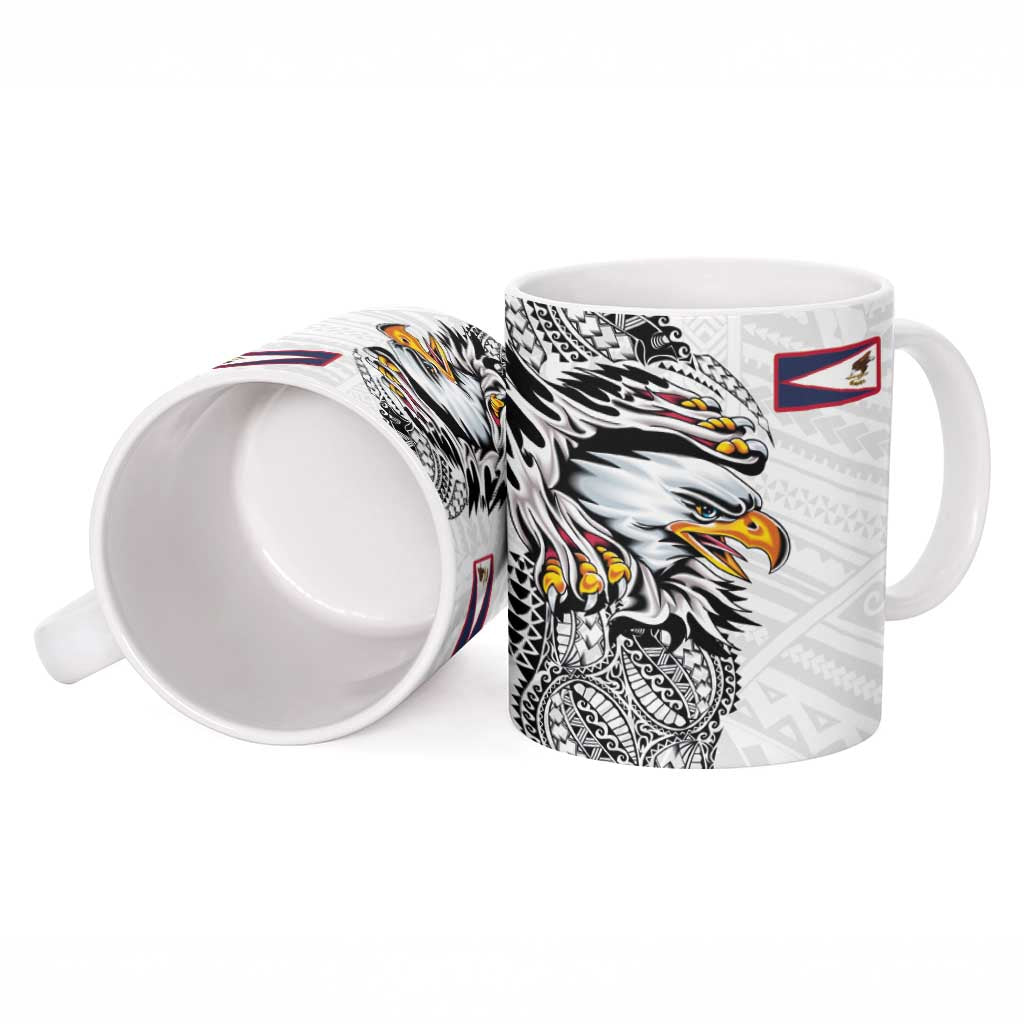 American Samoa Flag Day Ceramic Mug Tribal Tattoo with Eagle White LT03 - Polynesian Pride