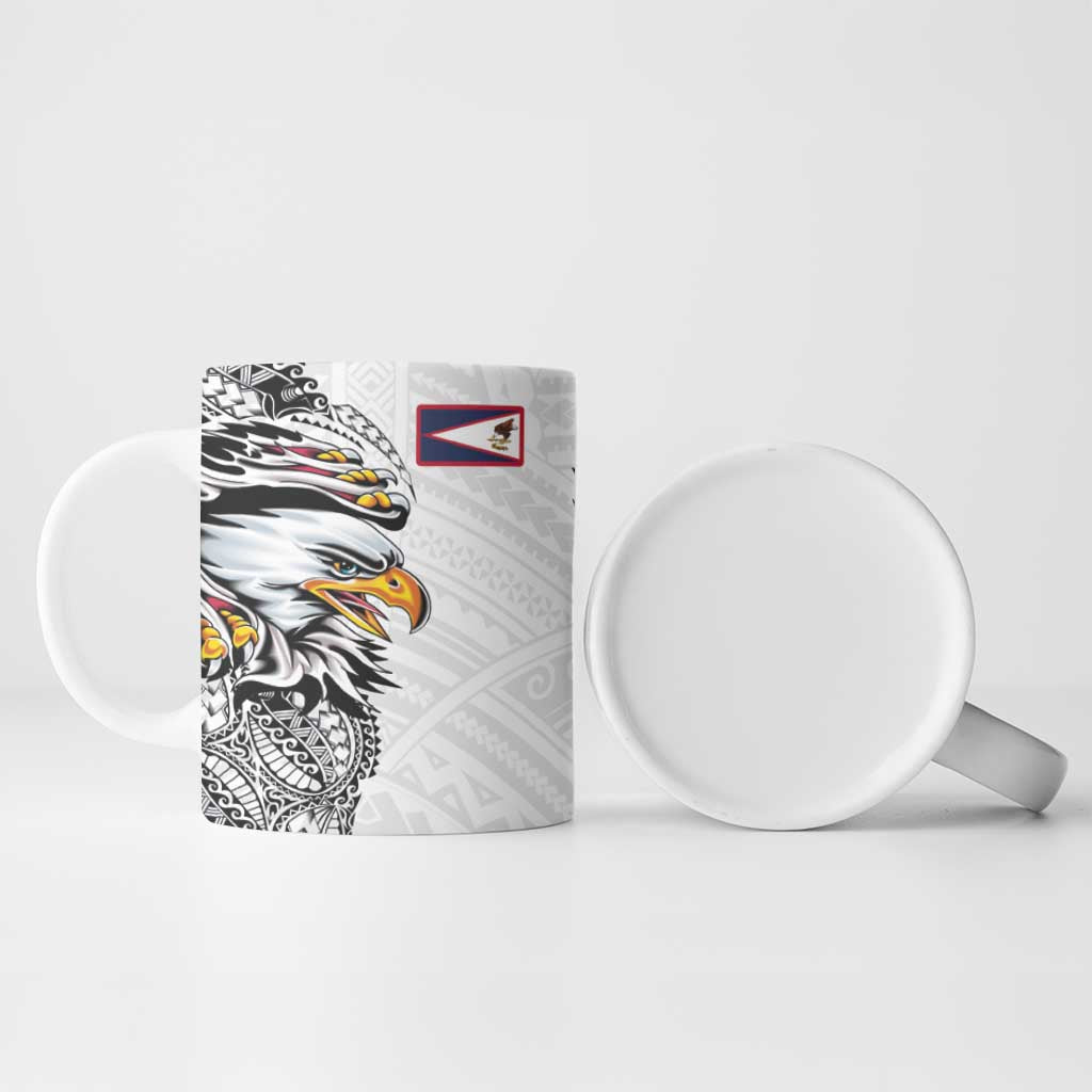 American Samoa Flag Day Ceramic Mug Tribal Tattoo with Eagle White LT03 - Polynesian Pride