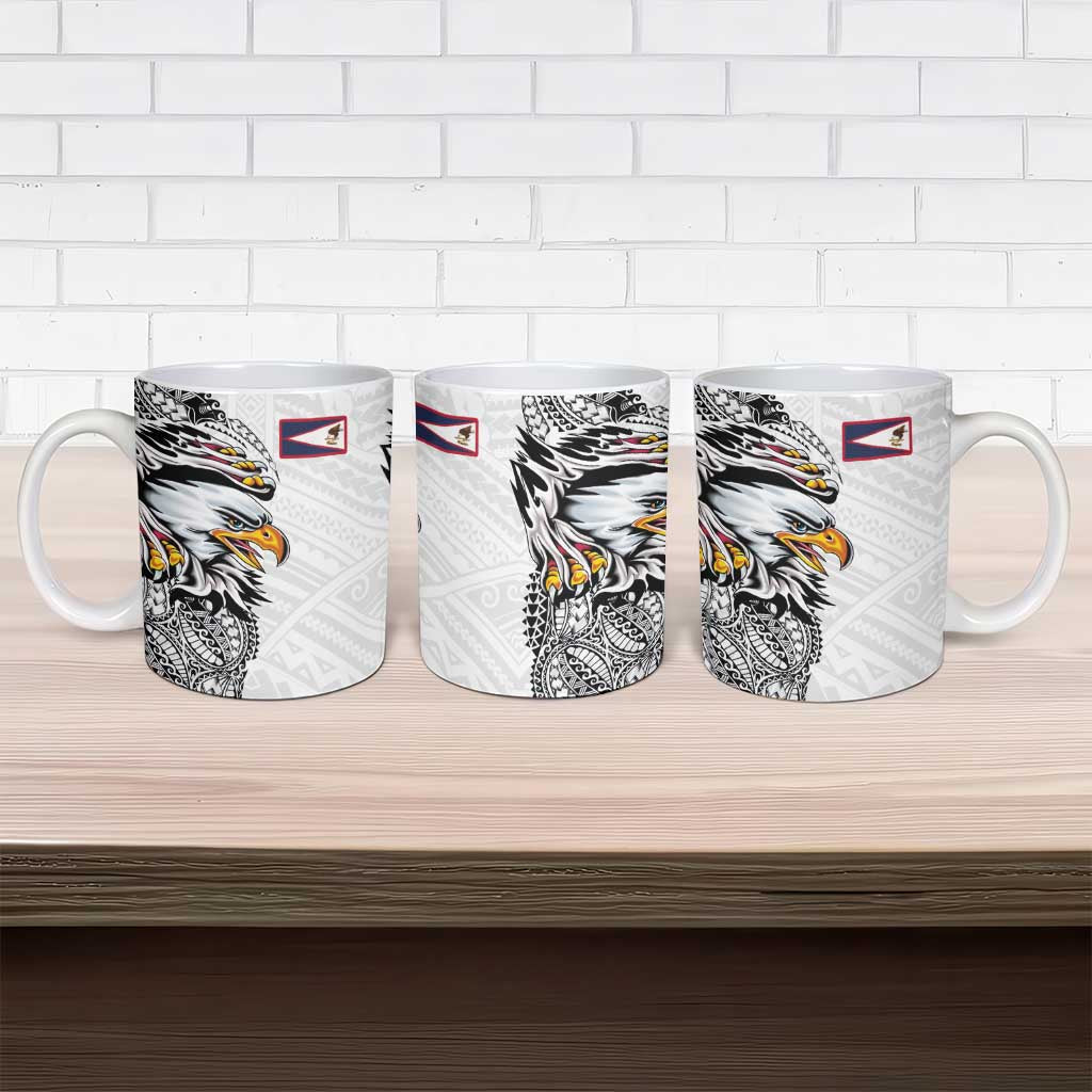 American Samoa Flag Day Ceramic Mug Tribal Tattoo with Eagle White LT03 - Polynesian Pride