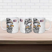 American Samoa Flag Day Ceramic Mug Tribal Tattoo with Eagle White LT03 - Polynesian Pride