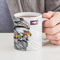 American Samoa Flag Day Ceramic Mug Tribal Tattoo with Eagle White LT03 - Polynesian Pride