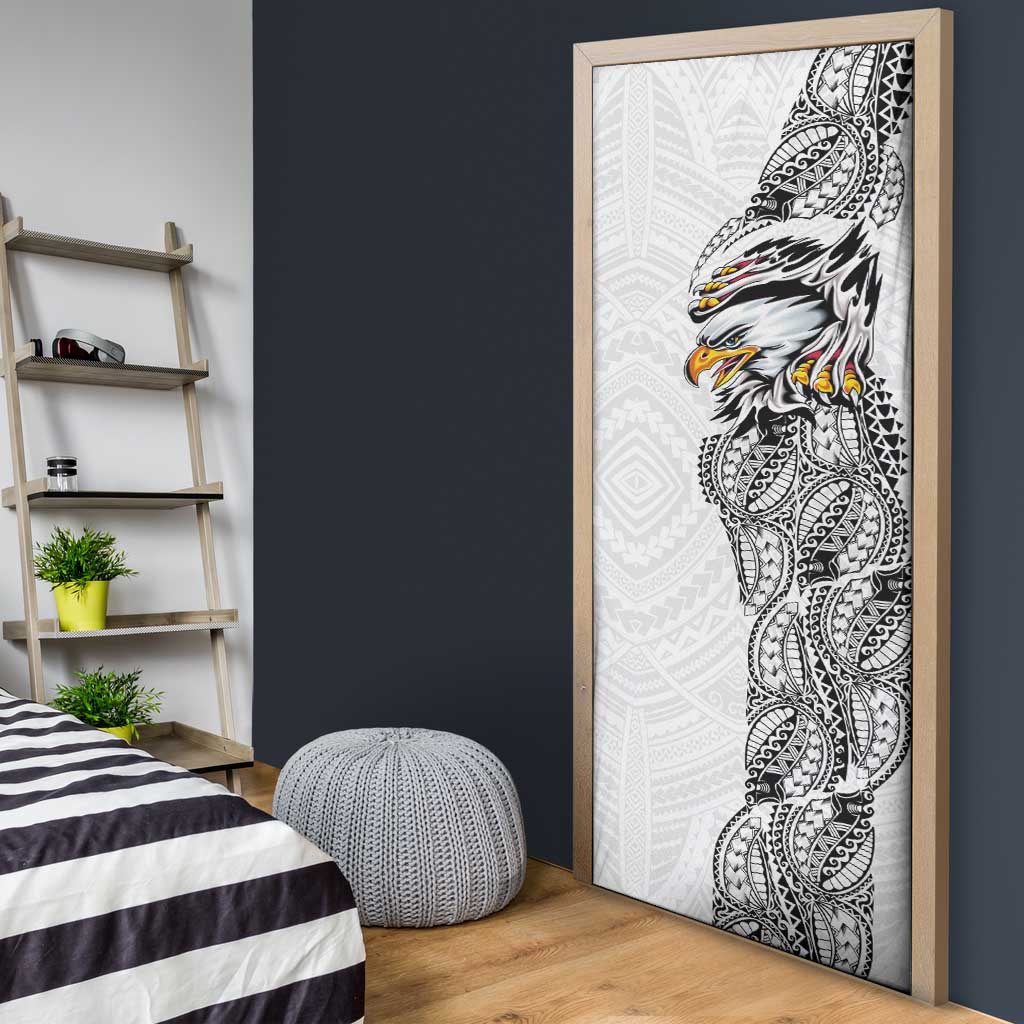 American Samoa Flag Day Door Cover Tribal Tattoo with Eagle White LT03 - Polynesian Pride
