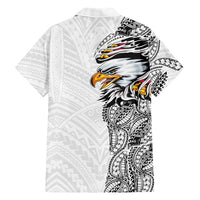 American Samoa Flag Day Family Matching Mermaid Dress and Hawaiian Shirt Tribal Tattoo with Eagle White