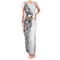 American Samoa Flag Day Family Matching Tank Maxi Dress and Hawaiian Shirt Tribal Tattoo with Eagle White LT03 Mom's Dress White - Polynesian Pride