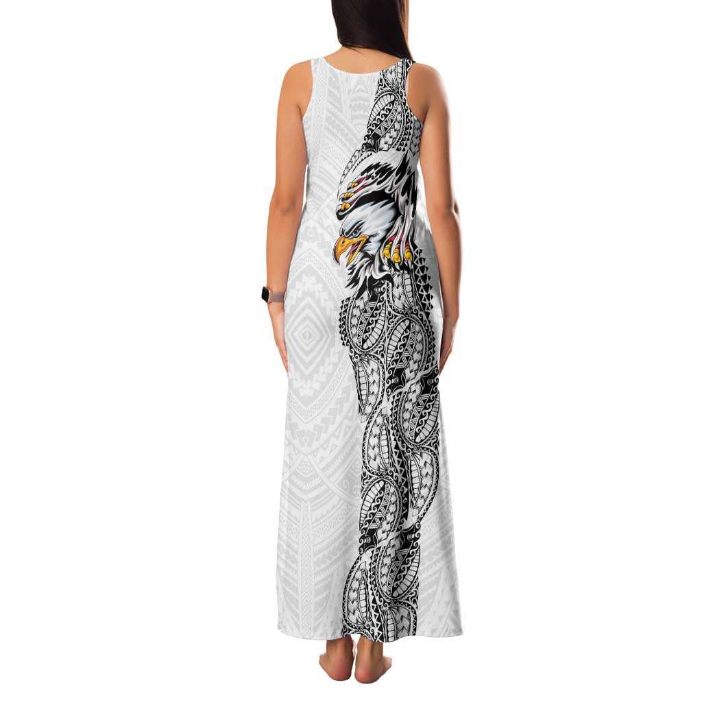 American Samoa Flag Day Family Matching Tank Maxi Dress and Hawaiian Shirt Tribal Tattoo with Eagle White LT03 - Polynesian Pride