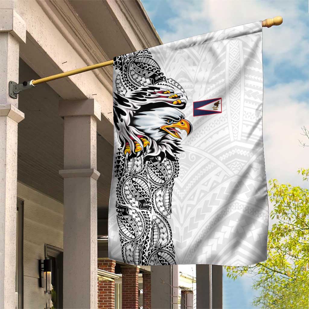 American Samoa Flag Day Garden Flag Tribal Tattoo with Eagle White LT03 House Flag White - Polynesian Pride