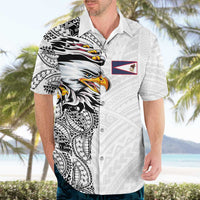American Samoa Flag Day Hawaiian Shirt Tribal Tattoo with Eagle White