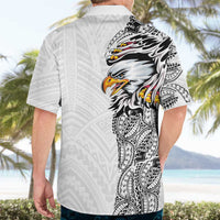 American Samoa Flag Day Hawaiian Shirt Tribal Tattoo with Eagle White