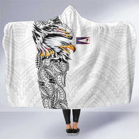 American Samoa Flag Day Hooded Blanket Tribal Tattoo with Eagle White LT03 One Size White - Polynesian Pride