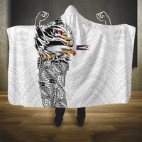 American Samoa Flag Day Hooded Blanket Tribal Tattoo with Eagle White LT03 - Polynesian Pride