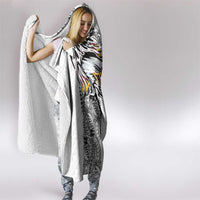 American Samoa Flag Day Hooded Blanket Tribal Tattoo with Eagle White LT03 - Polynesian Pride