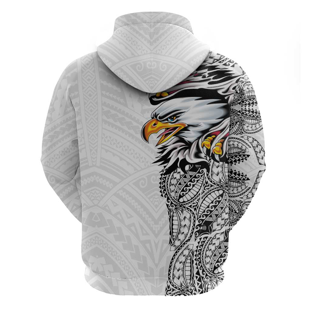 American Samoa Flag Day Hoodie Tribal Tattoo with Eagle White LT03 - Polynesian Pride