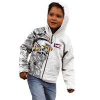 American Samoa Flag Day Kid Hoodie Tribal Tattoo with Eagle White