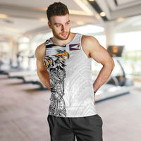 American Samoa Flag Day Men Tank Top Tribal Tattoo with Eagle White