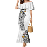 American Samoa Flag Day Mermaid Dress Tribal Tattoo with Eagle White