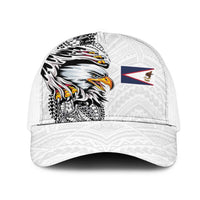 American Samoa Flag Day Mesh Trucker Cap Tribal Tattoo with Eagle White