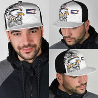 American Samoa Flag Day Mesh Trucker Cap Tribal Tattoo with Eagle White