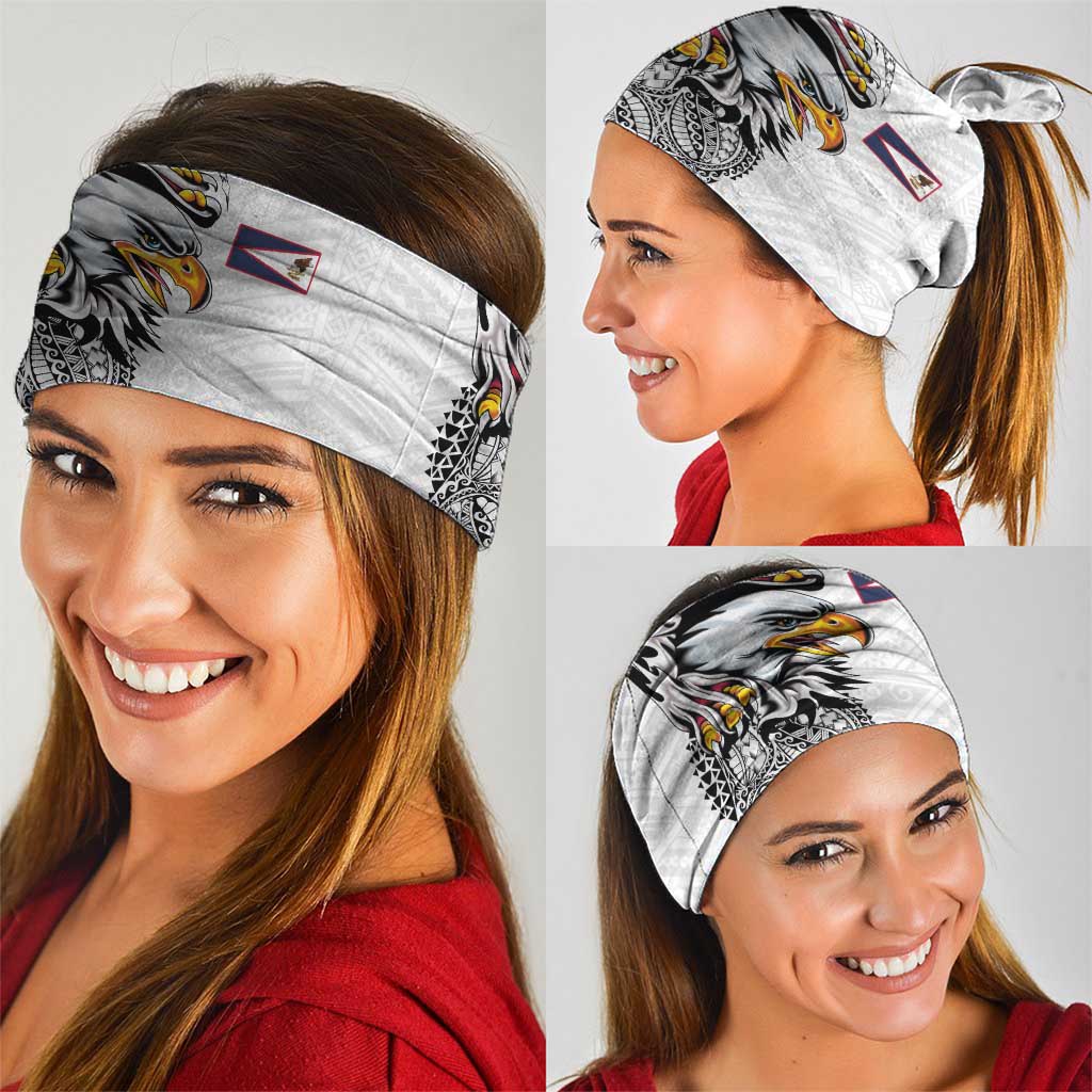 American Samoa Flag Day Neck Gaiter Tribal Tattoo with Eagle White LT03 - Polynesian Pride