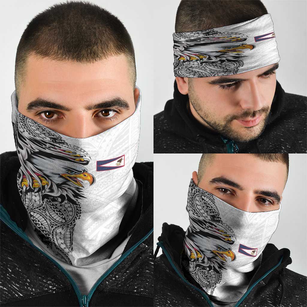 American Samoa Flag Day Neck Gaiter Tribal Tattoo with Eagle White LT03 - Polynesian Pride