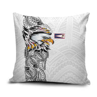 American Samoa Flag Day Pillow Cover Tribal Tattoo with Eagle White LT03 White - Polynesian Pride