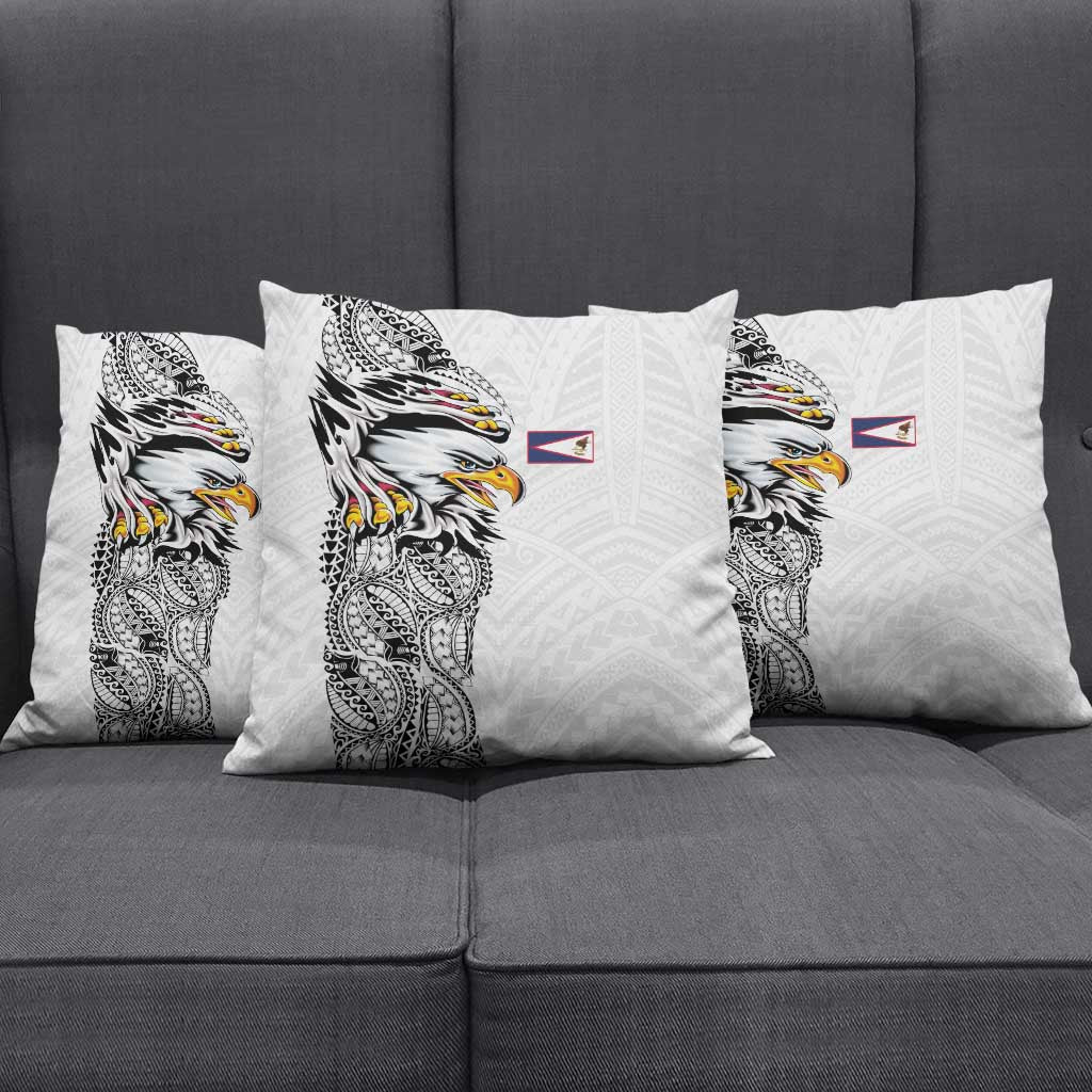 American Samoa Flag Day Pillow Cover Tribal Tattoo with Eagle White LT03 - Polynesian Pride