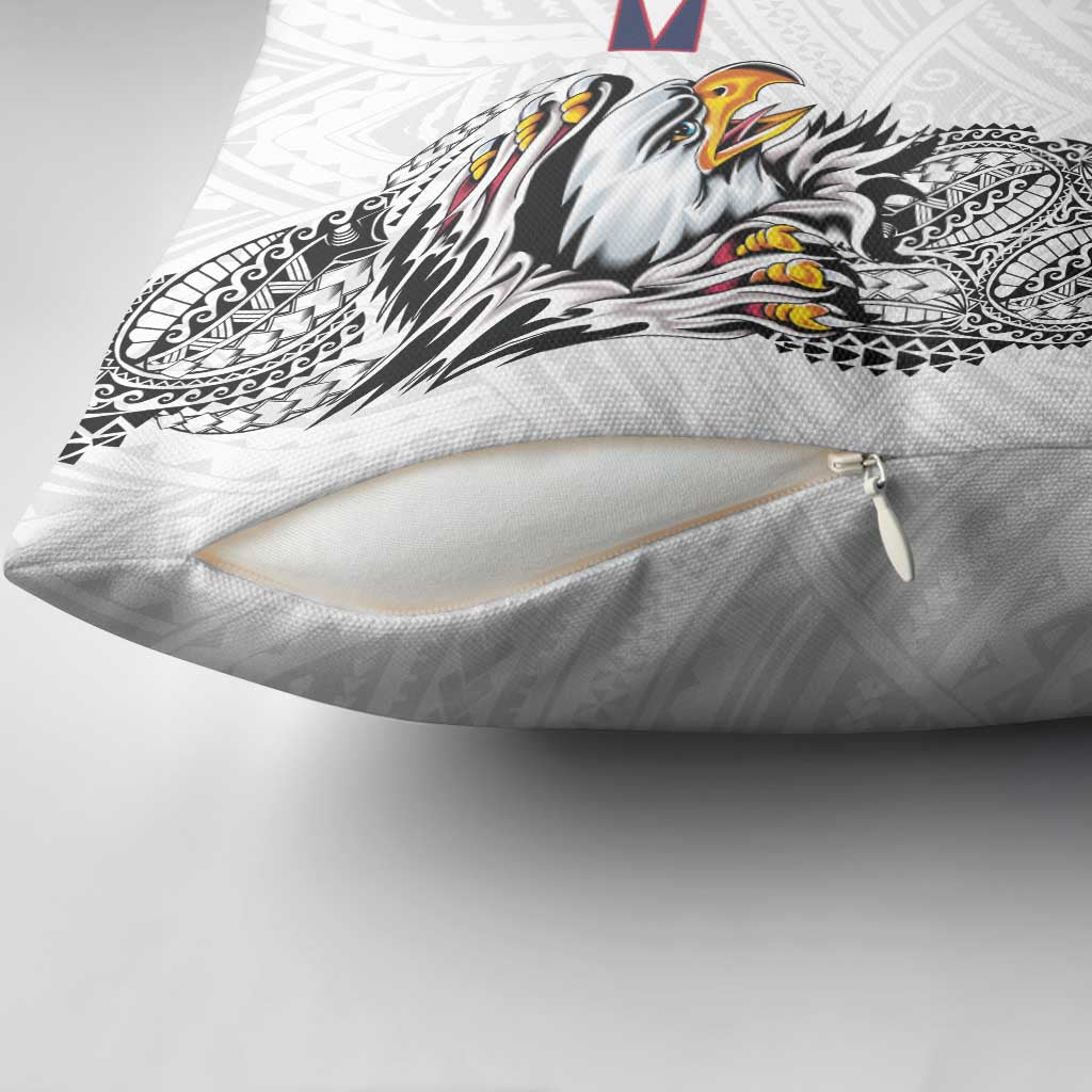 American Samoa Flag Day Pillow Cover Tribal Tattoo with Eagle White LT03 - Polynesian Pride