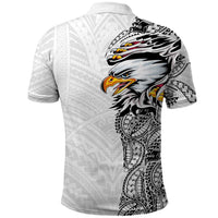 American Samoa Flag Day Polo Shirt Tribal Tattoo with Eagle White LT03 - Polynesian Pride