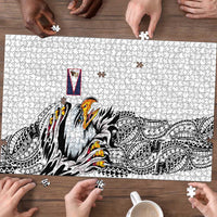American Samoa Flag Day Puzzle Tribal Tattoo with Eagle White