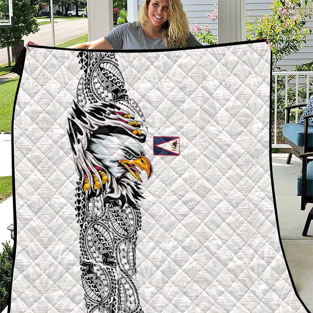 American Samoa Flag Day Quilt Tribal Tattoo with Eagle White