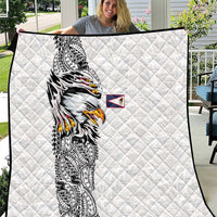 American Samoa Flag Day Quilt Tribal Tattoo with Eagle White
