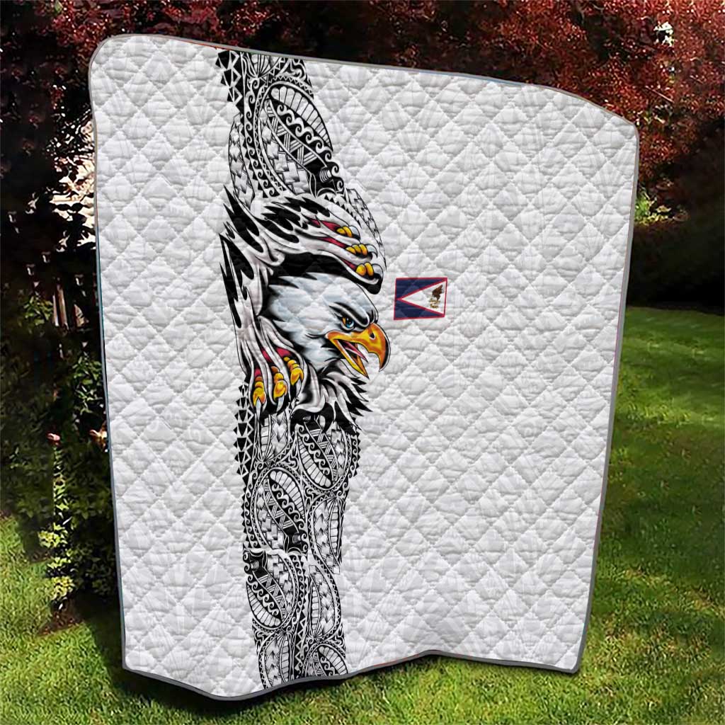 American Samoa Flag Day Quilt Tribal Tattoo with Eagle White