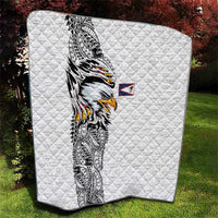 American Samoa Flag Day Quilt Tribal Tattoo with Eagle White