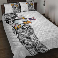 American Samoa Flag Day Quilt Bed Set Tribal Tattoo with Eagle White LT03 White - Polynesian Pride