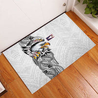 American Samoa Flag Day Rubber Doormat Tribal Tattoo with Eagle White LT03 - Polynesian Pride