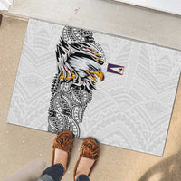 American Samoa Flag Day Rubber Doormat Tribal Tattoo with Eagle White LT03 - Polynesian Pride