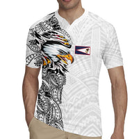 American Samoa Flag Day Rugby Jersey Tribal Tattoo with Eagle White LT03 - Polynesian Pride