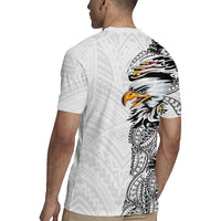 American Samoa Flag Day Rugby Jersey Tribal Tattoo with Eagle White LT03 - Polynesian Pride
